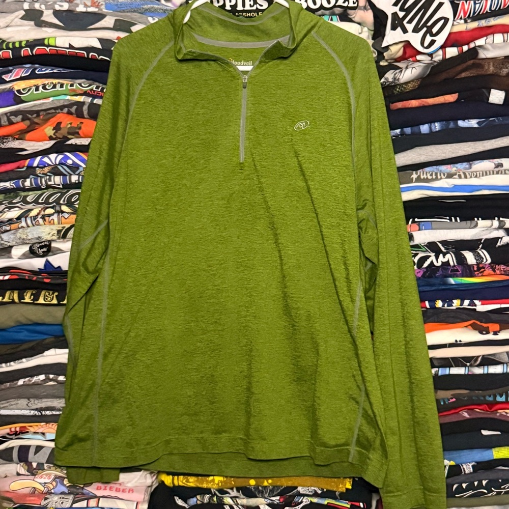 ☀️ CLOUDVEIL 1/4 Zip Pullover Mens Medium Baselayer Long Sleeve Green ☀️